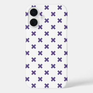 Ultraviolette Kreuzstiche auf Weiß iPhone 16 Hülle