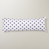 Ultraviolette Polka kreuzt auf Weiß Seitenschläferkissen (Rückseite)