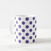 Ultraviolette Polka-Punkte auf weiß Kaffeetasse (Vorderseite Links)