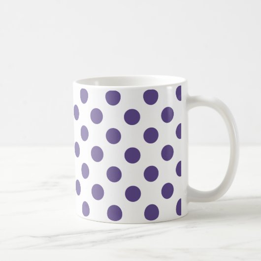 Ultraviolette Polka-Punkte auf weiß Kaffeetasse (Rechts)