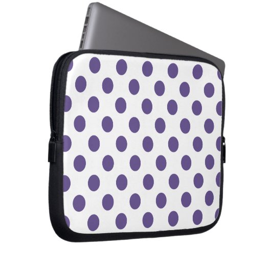 Ultraviolette Polka-Punkte auf weiß Laptopschutzhülle (Vorne Rechts)