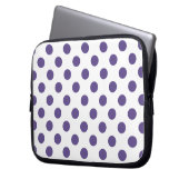 Ultraviolette Polka-Punkte auf weiß Laptopschutzhülle (Vorderseite Links)