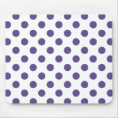 Ultraviolette Polka-Punkte auf weiß Mousepad (Vorne)