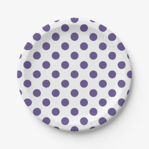 Ultraviolette Polka-Punkte auf weiß Pappteller