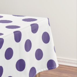 Ultraviolette Polka-Punkte auf weiß Tischdecke
