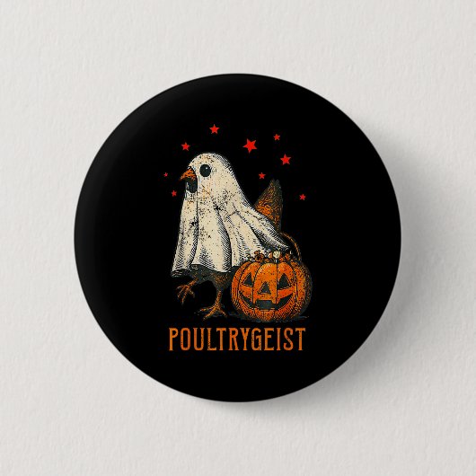 Ultrygeist Funny Halloween Chicken Ghost Costume P Button (Vorderseite)