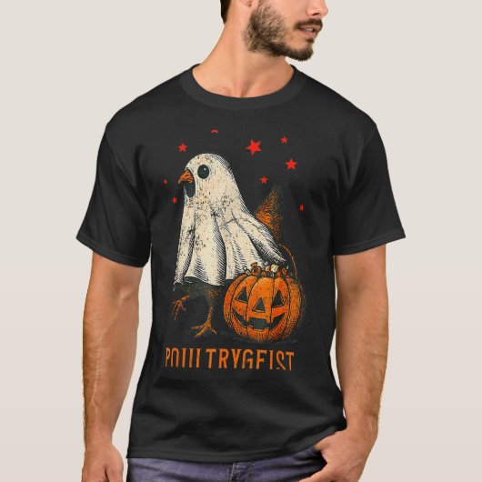 Ultrygeist Funny Halloween Chicken Ghost Costume P T-Shirt (Vorderseite)