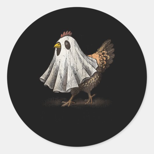 Ultrygeist Huhn, Hühner-Geist, Lustiges Halloween Runder Aufkleber (Vorderseite)