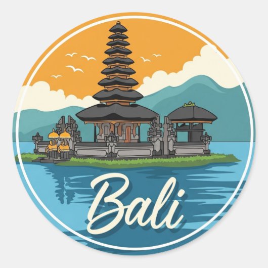 Ulun Danu Bali Indonesia Travel Abstract Runder Aufkleber (Vorderseite)