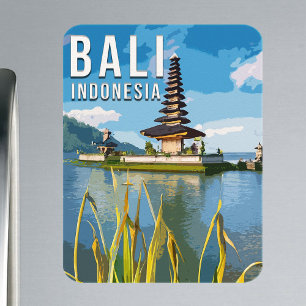 Ulun Danu Beratan Temple Indonesia Watercolor Magnet