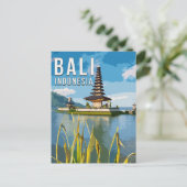 Ulun Danu Beratan Temple Indonesia Watercolor Postkarte (Stehend Vorderseite)
