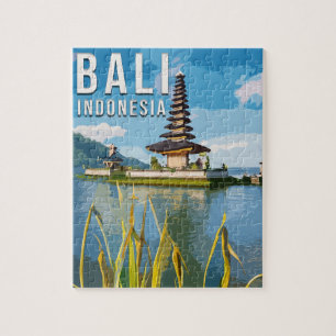 Ulun Danu Beratan Temple Indonesia Watercolor Puzzle