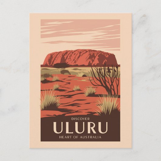 Uluru Australia Reisen Art Vintag Postkarte (Vorderseite)