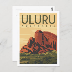Uluru Australien Berühmter Reiseort Illustration Postkarte