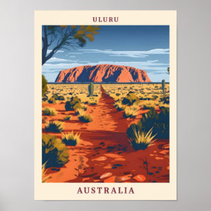 Uluru Australien Elegante Kunst Vintage Reise Poster