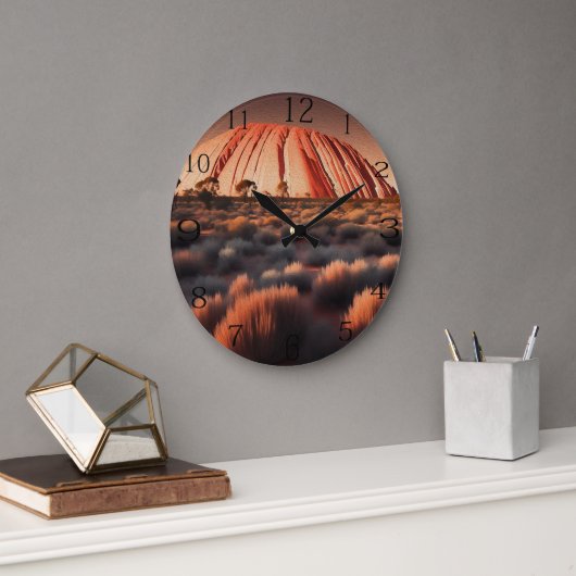 Uluru "Ayers Rock" Australia Oil Paint, Große Wanduhr (Büro)