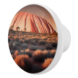 Uluru "Ayers Rock" Australia Oil Paint, Keramikknauf