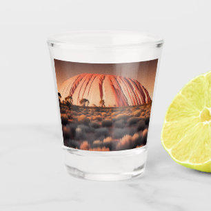 Uluru "Ayers Rock" Australia Oil Paint, Schnapsglas