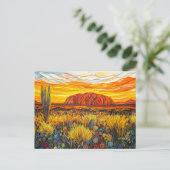 Uluru-Outback-Landschaft im Quilling-Stil Postkarte (Stehend Vorderseite)