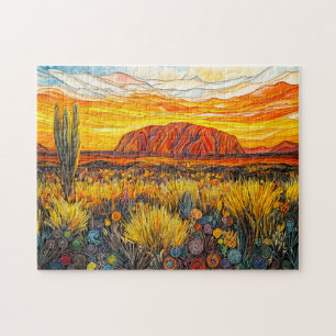 Uluru-Outback-Landschaft im Quilling-Stil Puzzle