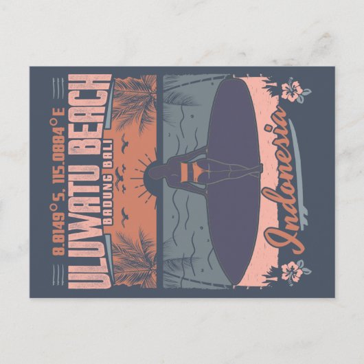 ULUWATU BEACH - SURFMÄDCHEN - BALI INDONESIEN POSTKARTE (Vorderseite)