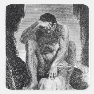 Ulysses, der von Polyphemus den Zyklopen entgeht Quadratischer Aufkleber
