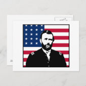 Ulysses S. Grant und die amerikanische Flagge Postkarte (Vorne/Hinten)