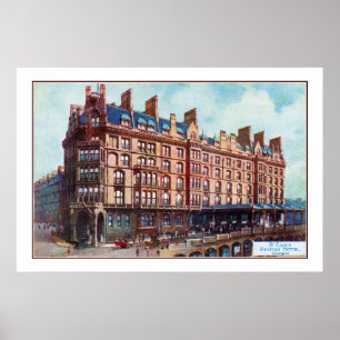 um 1900 Aquarell St. Enoch Hotel Glasgow Poster