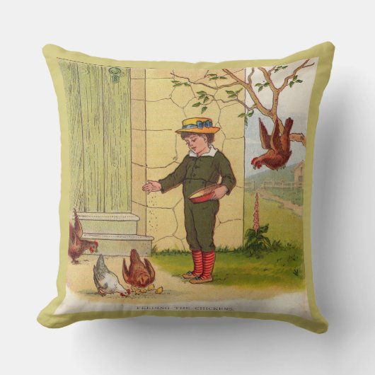 Um 1900 Fütterte die Hühner Kissen (Vorderseite)