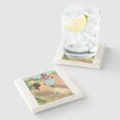 Um auf den Markt zu bringen, um ein fettes Schwein Steinuntersetzer (Seitenansicht)