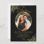 Um Black & Gold QR Code & Foto Hochzeit zu sein Einladung (Vorderseite)