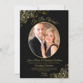 Um Black & Gold QR Code & Foto Hochzeit zu sein Einladung (Vorderseite)