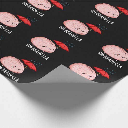 Um-brain-lla Funny Brain Puns Dark BG Geschenkpapier (Ecke)