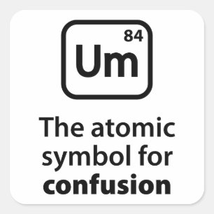 Um das Atomsymbol für Verwirrung Quadratischer Aufkleber