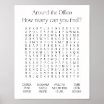 Um das Office Word Search Poster herum