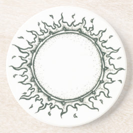 Um den Sun - Schwarzweiss-zeichnen Getränkeuntersetzer