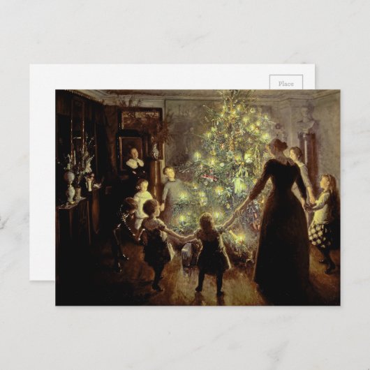 Um den Weihnachtsbaum Feiertagspostkarte (Vorne/Hinten)