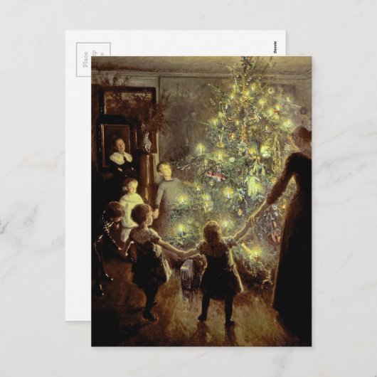 Um den Weihnachtsbaum Feiertagspostkarte (Vorne/Hinten)