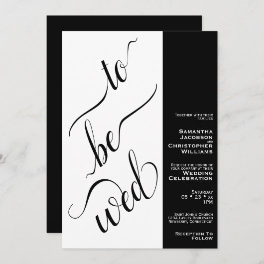 Um die Mindestgröße 2 Pane Schwarz & Weiß Hochzeit Einladung (Vorne/Hinten)