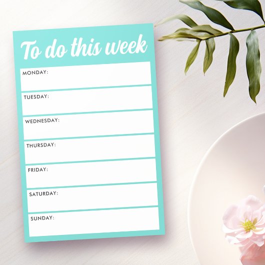 Um diese Woche aqua blauer Wochenplaner zu tun Post-it Klebezettel