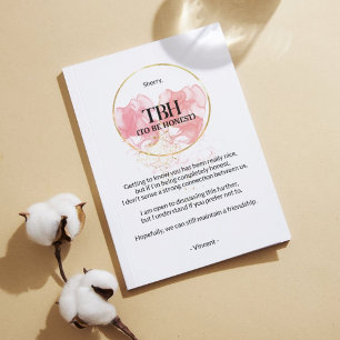 Um ehrlich zu sein (TBH) rosa Breakup Card Ankündigung