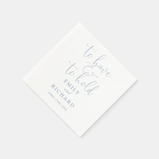 Um eine blaue Hochzeit mit einem Skript zu haben u Serviette (Ecke)