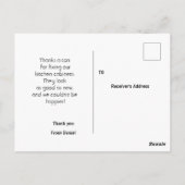 Um einem Zimmermann zu danken. Postkarte (Rückseite)