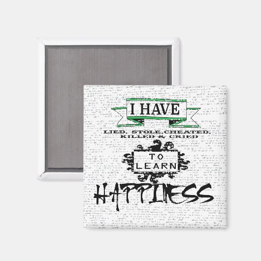 Um Glück zu lernen, Lehren aus dem Zitat des Leben Magnet (Vorderseite/Rückseite)