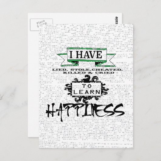 Um Glück zu lernen, Lehren aus dem Zitat des Leben Postkarte (Vorne/Hinten)