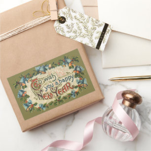 Um Ihnen ein glückliches neues Jahr zu wünschen, V Rechteckiger Aufkleber