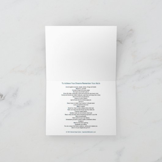 Um Ihre Träume zu erzielen erinnern Sie sich an Karte (Innenseite)