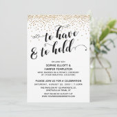 Um nur Gold Confetti zu haben und Empfang zu halte Einladung (Stehend Vorderseite)