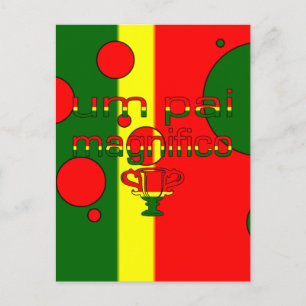 Um Pai Magnifico Portugal Flaggenfarben Pop Art Postkarte