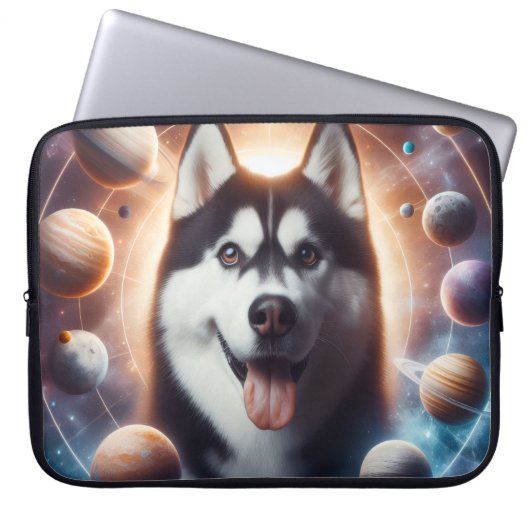 Um PET no espaço Laptopschutzhülle (Vorderseite)